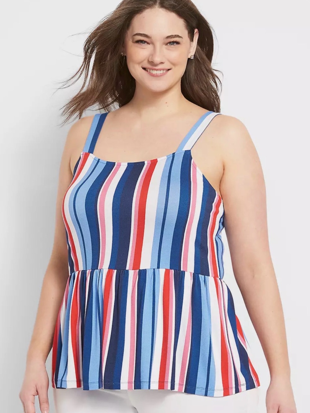 Lane Bryant Striped Tank Top - Red, White & Blue